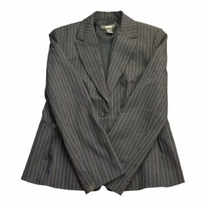 Banana Republic Pinstripe Blazer – Gray Fitted Career Jacket